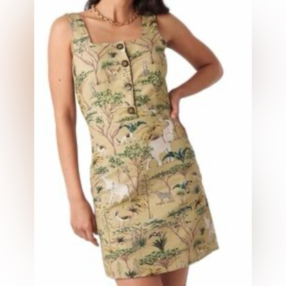 MANGO Shift Dress Linen Blend